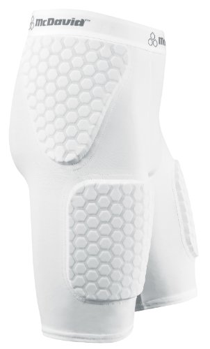 McDavid Women's Hexpad Thudd Short with Hexpad Thigh Guard Sewn In (White, Extra Large)