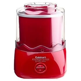 Cuisinart Frozen Yogurt Ice Cream & Sorbet Maker 1.5 Quart Bonus! 2 Freezer Bowls ~ Modern Red Finish