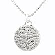 Small Round Reversible Om (Aum) Pendant with Words of Inspiration in Sterling Silver on a 16" Rhodium 3 Bead 1 Bar Chain, #7971