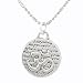 Small Round Reversible Om (Aum) Pendant with Words of Inspiration in Sterling Silver on a 16" Rhodium 3 Bead 1 Bar Chain, #7971