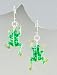 BeautifulGreen Enamel Froggy Frogs Charm Hook Earrings Silver Tone
