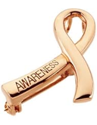 Breast Cancer Awareness Brooch/Pendant 14K Gold White R45061