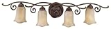 Murray Feiss VS8104-CB Four-Light Tuscan Villa Collection Vanity Strip, Corinthian Bronze with Beige Etruscan Glass Shades