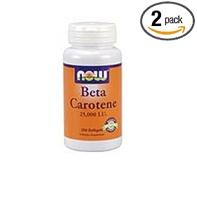 Now Foods Beta Carotene, 250 Softgels 25,000 Iu (Pack of 2) by Now Foods