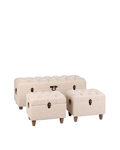 Chateau chic Pouf Contenitore 3 pezzi Naturale