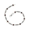 7.5" Red Heart CZ with Marcasite Bracelet
