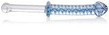 Don Wand Glass Pleasure Wand with Handle, Blue and White Helix