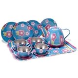 Schylling Flowers and Stripes Tin Tea Set