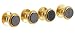 Mens Shirt Studs Circle Round Black Onyx Gold Plated Fixed