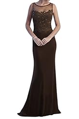 Sleeveless Chiffon Beaded Lace Natural   Waistline Sheath Round Neck Evening Dress/Prom Dress 