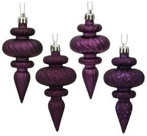 Vickerman Christmas Trees N500006 8-Piece Finial Assorted Ornament Set, 100mm, Purple