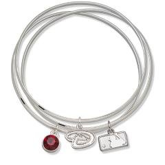MLB Officially Licensed Arizona Diamondbacks Bangle Bracelet Set W/ Red Crystal