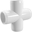 FORMUFIT F034CRX-WH-8 Cross PVC Fitting, Furniture Grade, 3/4" Size, White (Pack of 8)