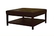 Baxton Studio Ivana Square Brown Leather Ottoman With Lower Shelf