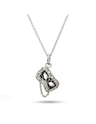 Sterling Silver and CZ Masquerade Mask Necklace