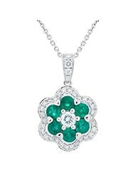 Emerald and Diamond Necklace in 18kt White Gold