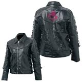 Giovanni Navarre Ladies Hand-Sewn Pebble Grain Genuine Buffalo Leather Jacket Aced Arms GFROSE XL