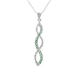 Necklace With Precious Stones - Genuine Diamonds and Emeralds Made of White Gold Length 18in