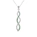 Necklace With Precious Stones - Genuine Diamonds and Emeralds Made of White Gold Length 18in