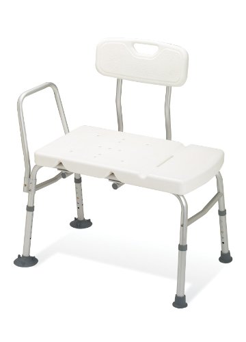 Medline Transfer Bench with Back and Push Buttons Medline Transfer Bench with Back and Push Buttons