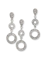 Sterling Silver CZ Circle Pendant & Earring Set