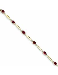 Genuine 14K Yellow Gold Diamond And African Ruby Oval Bracelet 4 Grams Of Gold 100% Satisfaction Guaranteed.