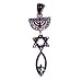 Messianic Seal with blue CZ stones- Style XIV - Sterling Silver (4.4 cm or 1.73" w/o loop ) - Comes with Silver box chain