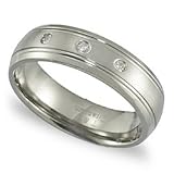 Mens Titanium & Three Diamond Band - size 12