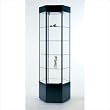 Quick Ship: Gift Item Hexagonal Tower Display Case Finish: Black / Black Frame, Sidelights: Included, Bottom Storage Cabinet: Included