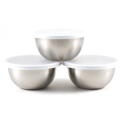 Home Stainless Steel Pinch Bowl Set with Lids - Set of 3