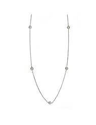 18K White Gold Diamond By The Inch Necklace 18 Inch