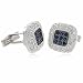 Sterling Silver Blue Cubic Zirconia and Simulated Diamond CZ Cuff Link Cufflink