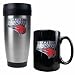 Charlotte Bobcats Stainless Steel Travel Tumbler and Black Ceramic Mug Set