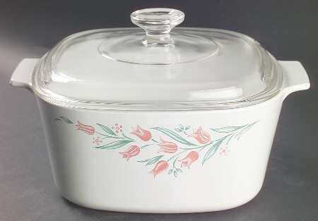 Corning Rosemarie 1.5 Qt Sq. Cov. Casserole W/Glass Or Plastic Lid, Fine China Dinnerware