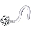 Bioplast Clear Flower Gem Nose Screw Ring