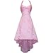 Satin Halter Dress Tulle Mini Train Prom Bridesmaid Holiday