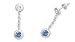 Round Cut London Blue Topaz & White Cz Dangling Earrings Sterling Silver