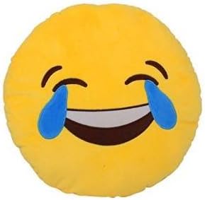 Lomoy 12.6" (32cm) Cute Soft Round Emoji Smiley Emotion Yellow Travel Nap Pillow Sofa Cushion Stuffed Plush Smile Adorable Baby Toys (Style-4 (Laugh cry))