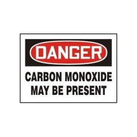 DANGER CARBON MONOXIDE MAY BE PRESENT 7" x 10" Adhesive Vinyl Sign