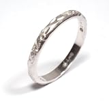 Platinum and Diamond Engraved Wedding Band or Stacking Ring, Ring Size 7.50 (T.w 0.10)