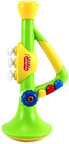Deluxe Lil Musician Battery Operated Toy Trumpet, Create your Own Songs or Play Along 3 Built In Songs (Green)