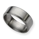 Titanium Brushed Top Bevel 8mm Wedding Band Ring - Size 8.75