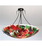 Meyda Tiffany Custom Lighting 26346 Colorito 3-Light Semi-Flush, Black Finish with Multi-Colored Fused Art Glass Shade