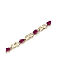 10K Yellow Gold Oval Ruby and Diamond Bracelet by Jewelry Mountain