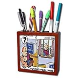 Londons Times Funny Computer Cartoons - MIGHT NEED COMPUTER LESSONS - Tile Pen Holders-5 inch tile pen holder