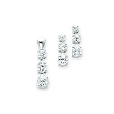Sterling Silver 3 Stone CZ (Cubic Zirconia) Earring & Pendant Set
