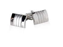 Brushed and Polished Distinctive Cufflinks in Silver with Presentation Box