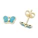 Miore Kinder-Ohrstecker Schmetterling 750 Gelbgold blau emailliert MK010E