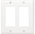 Leviton 80409-W 2-Gang Decora/GFCI Device Decora Wallplate, Standard Size, Thermoset, Device Mount, White