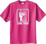 GAME OVER Funny Bride Groom Sangria Red Novelty T-shirt